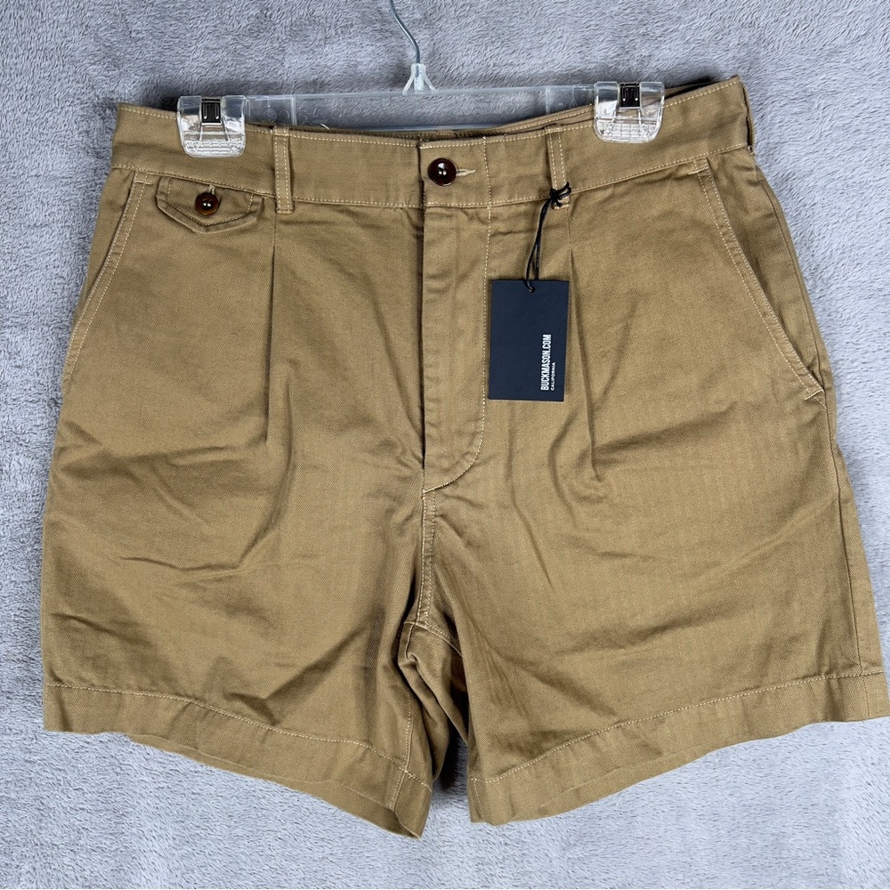 Buck Mason Tan Flat Front Men Shorts